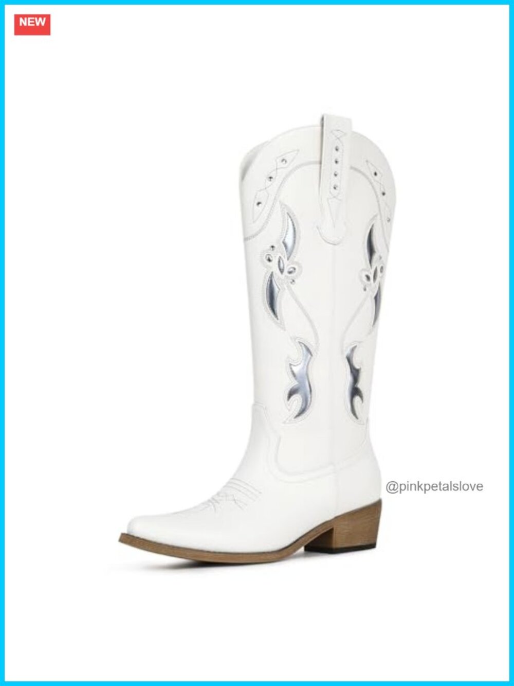 Women's Western Cowboy Boots Faux Leather Knee High Pointed Toe Chunky Heel